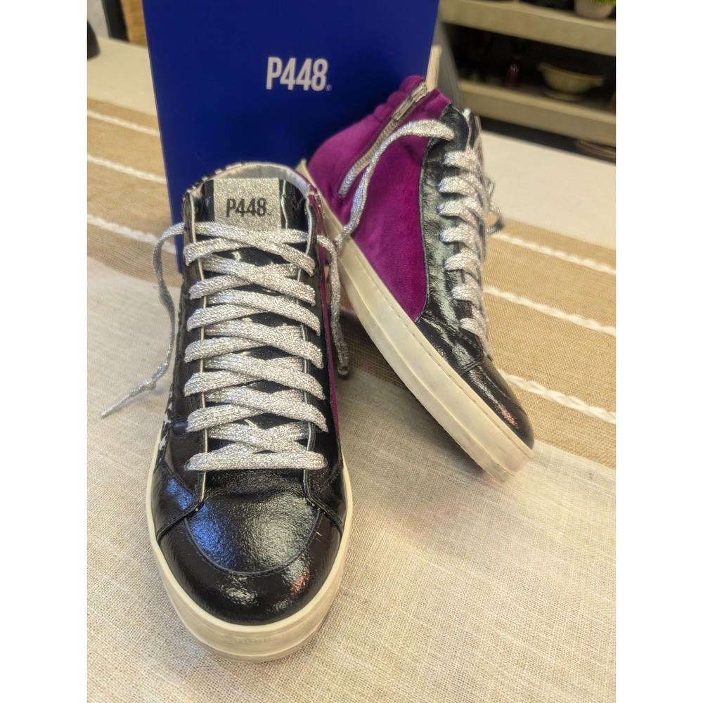NIB P448 Leopard Print Nubuck/Purple Velvet Shoes $298